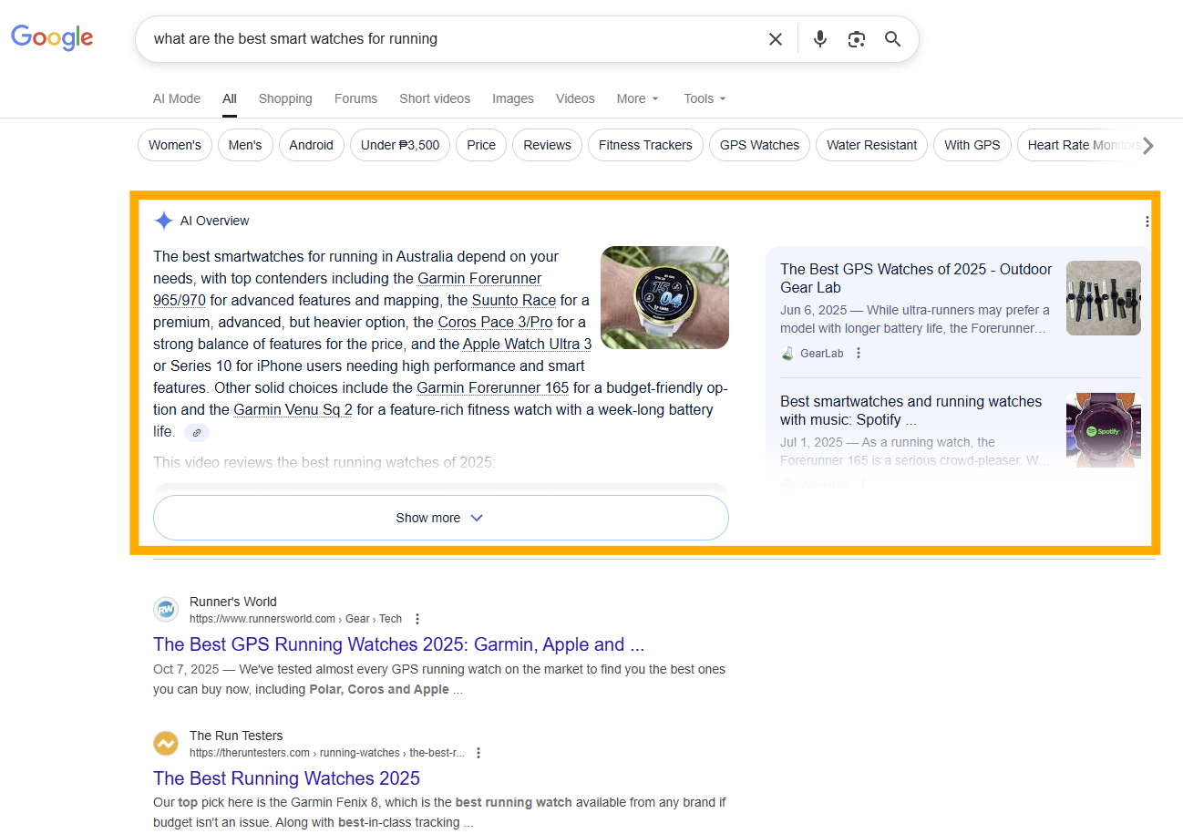 google ai overviews serp featrure